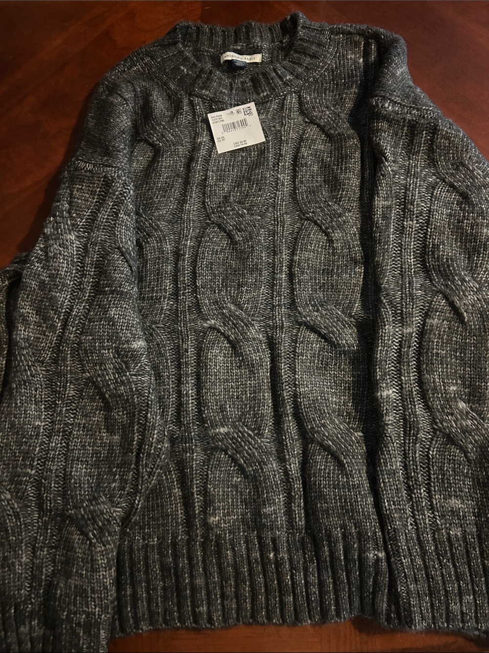 American Eagle Outfitters Gray Cable Knit Sweater